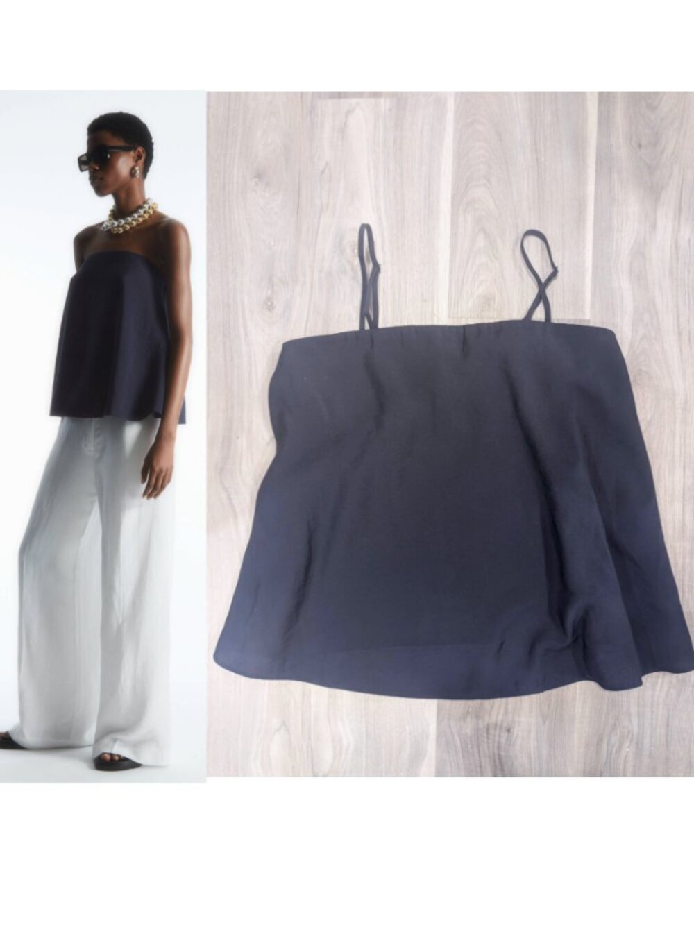 NEW COS | Convertible A-Line Bustier Top In Navy